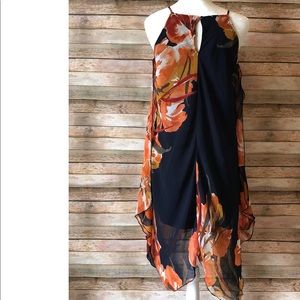 Navy floral halter dress